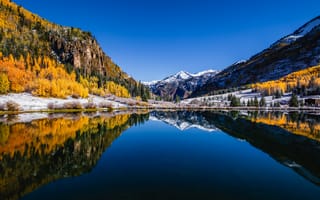 Картинка кристальное озеро, Колорадо, 5 тыс., осень, падать, Северная Америка, горы, открытый, пейзаж