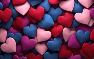 Картинка Валентина, красочные сердечки, 3д, яркий, ИИ искусство, любовь сердца, 5 тыс.