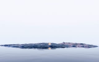 Картинка остров, луна, водное пространство, эстетический, цифровая композиция