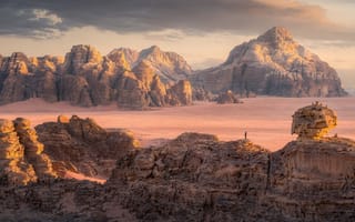 Картинка Вади Рам, пустыня, Аравийская пустыня, 5 тыс., объект всемирного наследия ЮНЕСКО, Иордания, долина луны, 8к
