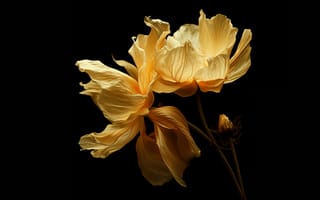Картинка желтые цветы, цифровой рендер, сяоми, черный, амолед, запас, цифровые цветы, 5к