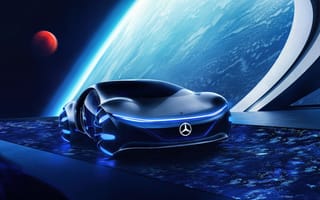 Картинка Mercedes, Мерседес, машины, машина, тачки, авто, автомобиль, транспорт, синий, космос, планета, фантастика