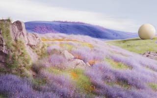 Картинка эфирный, пейзаж, сказочный, цифровое искусство, безмятежный, скалы, 5к, сюрреалистический