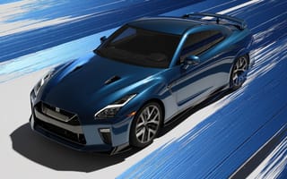 Картинка Nissan GT-R, Синий эстетик, Спортивный автомобиль, 5K