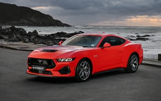 Картинка форд мустанг gt, пляж, 5к, красные машины, 2024