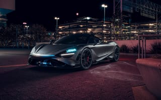 Картинка Макларен 765lt, ночное освещение, спортивные автомобили, темный режим, ночь, городской, ночной город