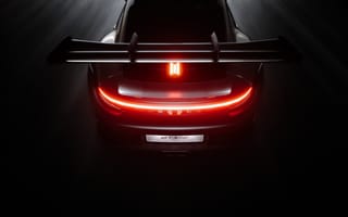 Картинка порше 911 gt3 rs, темная эстетика, темный, вид сзади, светиться в темноте