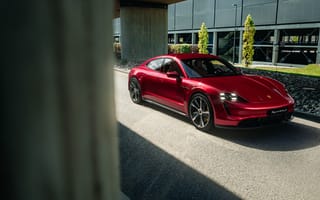 Картинка porsche taycan turbo s, красные машины, спортивные автомобили