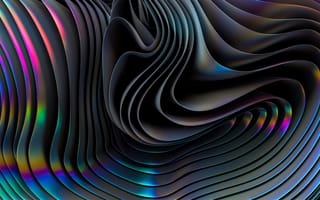 Картинка металлический, эстетический, 3D-рендер, неон, динамический, голографический, абстрактный дизайн, футуристический, 5к
