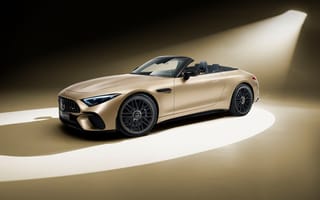 Картинка мерседес-амг sl 63 4matic, 2025, 8к, 5к, золотой
