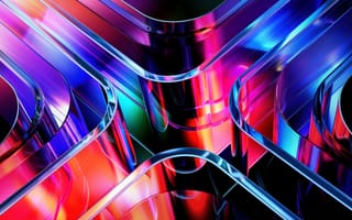 Картинка стекловидный, 3D-рендер, яркий, освещенный, современный, футуристический, 5к, абстрактное искусство