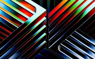 Картинка яркий, неоновые линии, 3D-рендеринг, черный, светящиеся линии, геометрический, 5к, современный, градиент абстрактный