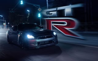 Картинка nissan gt-r r35, уличные гонки, 5к, автомобили JDM, ночной город, ночные огни