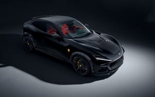 Картинка 2025, Ferrari Purosangue, 5K, Чёрные машины, Тёмный