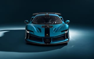 Картинка феррари sf90 xx страдейл, новитек, автомобили phev, 2025, 5к, 8к, синяя эстетика