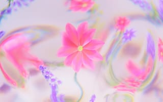 Картинка Мечтательный, Абстрактный цветок, Пастельный розовый, Сияющий, Иридесценция, Цветочный, Эфирный, Розовый цветок