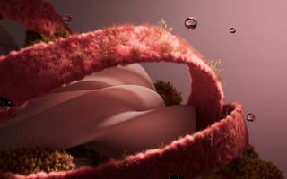 Картинка пушистый, розовая абстракция, 3D-рендер, стекло, скрученный