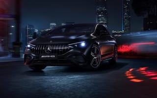 Картинка 2025, Mercedes-Benz AMG, электромобили, черные машины, ночной город