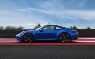 Картинка 2026, 5K, Спортивные автомобили, Porsche 911 Carrera, Трасса, Синий автомобиль