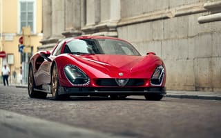 Картинка alfa romeo 33 stradale, суперкар, красные машины, 5к