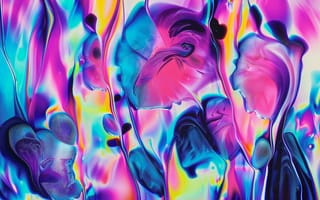 Картинка Жидкое искусство, Неоновые цвета, 5K, Яркий абстрактный, Иридесценция, Вихри
