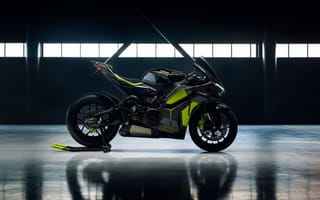 Картинка Ducati Panigale V4, Гараж, Неоновый зеленый, 5K, Спортивные мотоциклы, Ламборгини