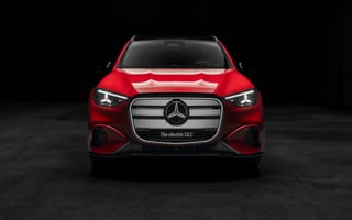 Картинка Mercedes-Benz GLC 400, 2026, 5K, Красные машины, Темный, 8K, Электрический кроссовер