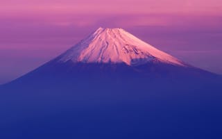 Картинка OS X Lion, Гора Фудзи, Пейзаж, 5K, Mac OS X, Закат, Сток, Розовое небо