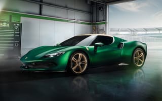 Картинка Феррари 296 ГТБ, Зеленый автомобиль, 5K, 8K