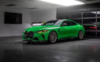 Картинка BMW M4, Зеленая машина, Vorsteiner, 8K, 5K, Гараж, Спортивные автомобили