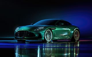 Картинка Aston Martin DB12, Супертурер, Отражения, Зеленый автомобиль, Спортивные автомобили