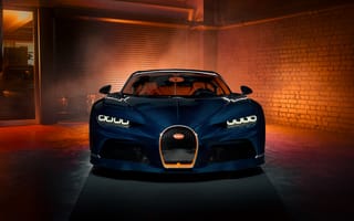 Картинка Bugatti Chiron Super Sport, Углеродное волокно, 5K, Синий и оранжевый, Гиперкаары