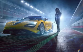 Картинка McLaren 765LT, MSO, Гонщик, Трасса, 5K
