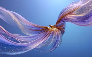 Картинка Абстрактная птица, Золотые точки, Искры, Синий, Фиолетовая эстетика