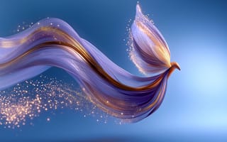 Картинка Абстрактная птица, Ленты, Фиолетовый абстрактный, Синий, Искры