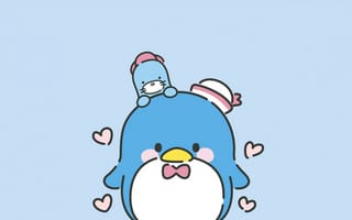 Картинка Светло-синий, 5K, Синий эстетика, Сердца любви, Милый мультфильм