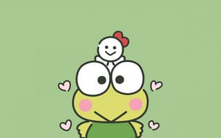 Картинка Кероппи, Санрио, Зеленый, Милый мультфильм, 5K