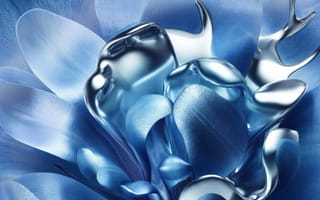 Картинка Жидкий металл, Цифровой цветок, 5K, Металлический, 3D модель, Современный дизайн