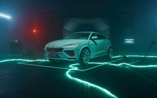 Картинка Lamborghini Urus SE, 5K, Неоновое освещение, 2026, Темная тема