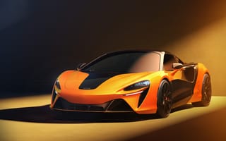 Картинка McLaren Artura Spider, 2026, 5K, Спортивные автомобили, Оранжевые автомобили, Чемпионская версия, Гоночные автомобили, AI