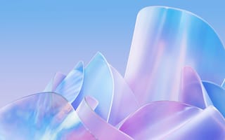 Картинка Иридесцентный, Стекло, Пастельный градиент, 3D Рендер, Прозрачный, Небесно-голубой, Кристалл
