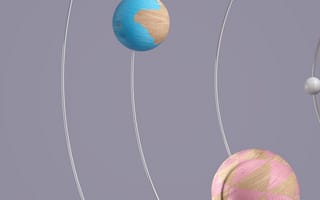 Картинка Планеты, 3D Рендер, Орбитальное кольцо, Пастельные цвета, Дизайн Microsoft, Солнечная система, Деревянный, Минималистичный