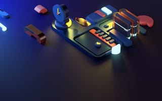 Картинка Иконки, Современный, Темно-синий, Минималистичный, Дизайн Microsoft, Темный, Темный режим, Неоновое свечение, AI