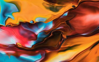 Картинка Яркий абстрактный, Жидкое искусство, Абстрактный, Текучее искусство, Яркий, Желтый абстрактный, 5K, Ультраширокий