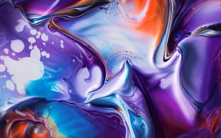 Картинка Яркий, Жидкий абстрактный, 5K, Фиолетовый абстрактный, Жидкое искусство, Краска, Вихри