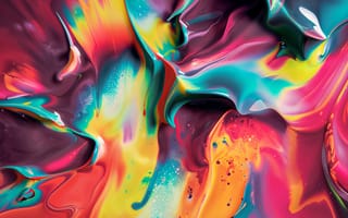 Картинка Жидкое искусство, Краска, Флюидное искусство, Спектр, Яркий, Цветной абстракт, Ультраширокий, 5K, Флюидная абстракция, Вихри