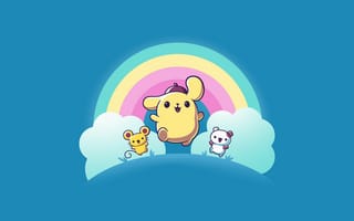 Картинка Понпомпурин, Маффин, 8K, Кавайный мультфильм, 5K, Милый мультфильм, Синий, Санрио