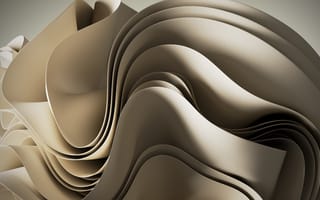 Картинка Windows 11, Абстрактные волны, 3D рендер, Бежевый