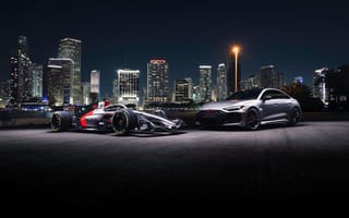 Картинка Audi RS 5, Audi R26 Concept, 2026, Ночной пейзаж, Майами, 5K, Формула Один, Городской пейзаж, 8K, AI