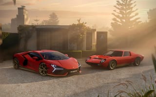 Картинка Lamborghini Revuelto Miura 60° Хомаж, 2026, Lamborghini Miura, 5K, Классические автомобили, Винтажный автомобиль, Lamborghini Revuelto